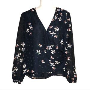 Laura dark navy floral blouse